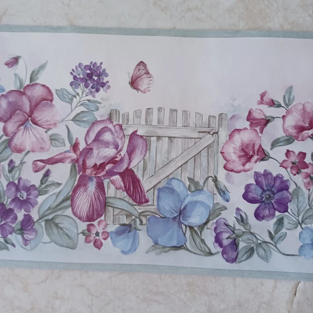 Wallpaper Border Garden & Butterfly